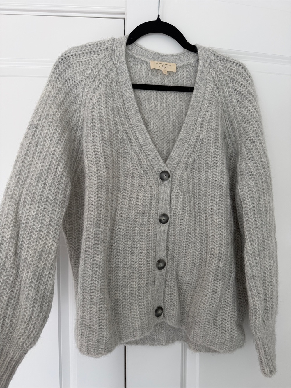 Sezane Basile Gray Cardigan Sweater